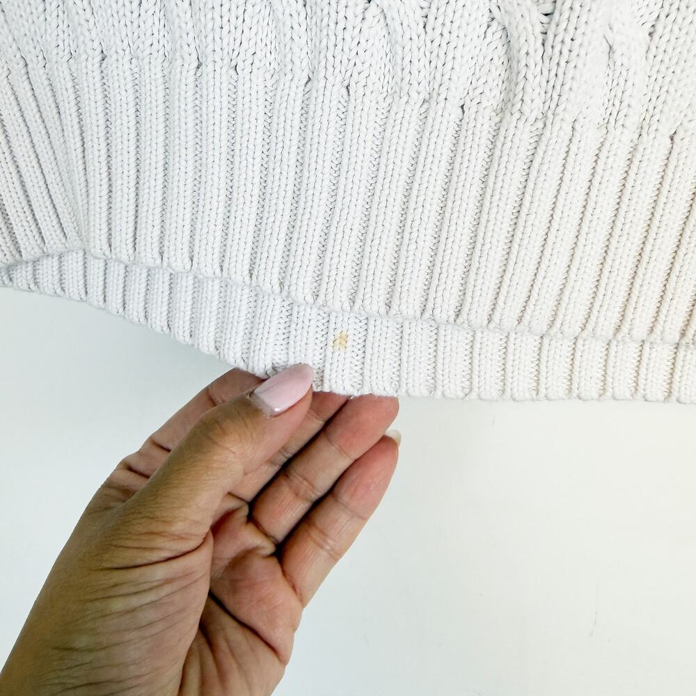 Ralph Lauren Sport Womens Cotton Cable Knit VNeck Sweater White - L - Picture 4 of 8